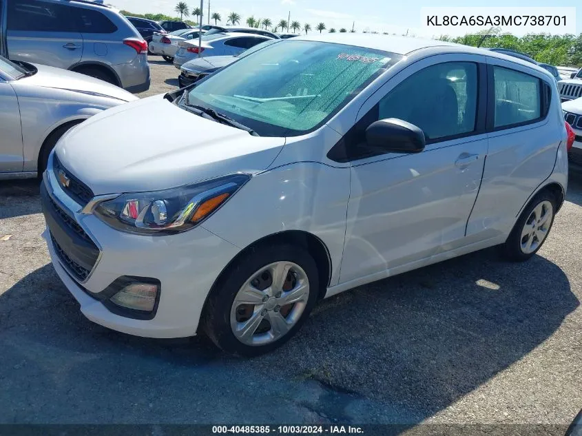 2021 Chevrolet Spark Fwd Ls Manual VIN: KL8CA6SA3MC738701 Lot: 40485385