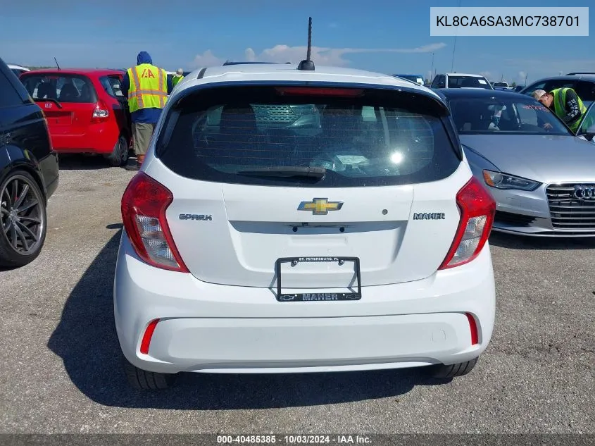 2021 Chevrolet Spark Fwd Ls Manual VIN: KL8CA6SA3MC738701 Lot: 40485385