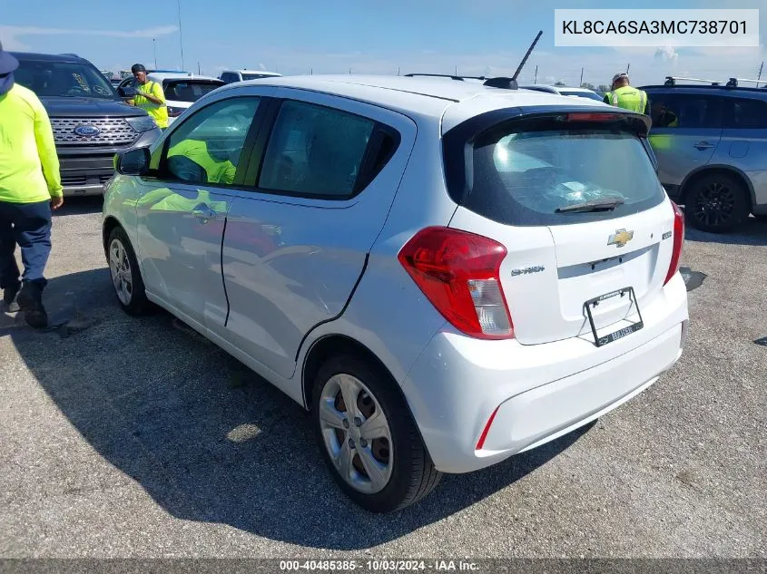 2021 Chevrolet Spark Fwd Ls Manual VIN: KL8CA6SA3MC738701 Lot: 40485385