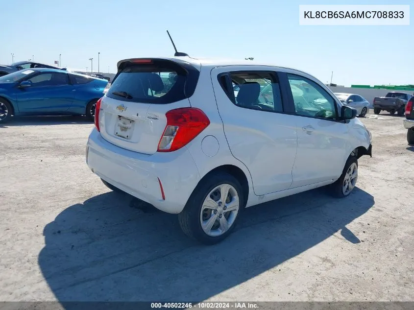 2021 Chevrolet Spark Fwd Ls Automatic VIN: KL8CB6SA6MC708833 Lot: 40502246