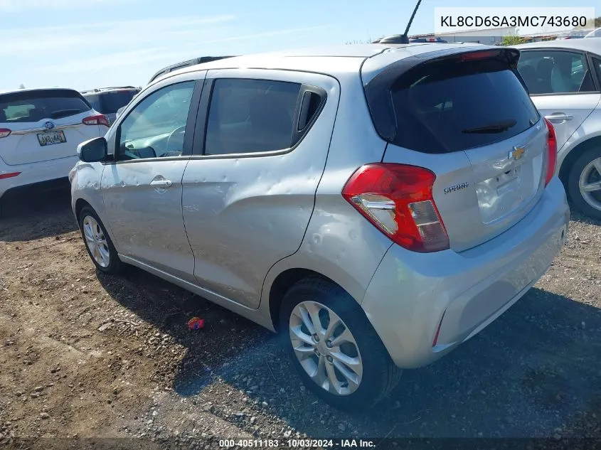 2021 Chevrolet Spark Fwd 1Lt Automatic VIN: KL8CD6SA3MC743680 Lot: 40511183