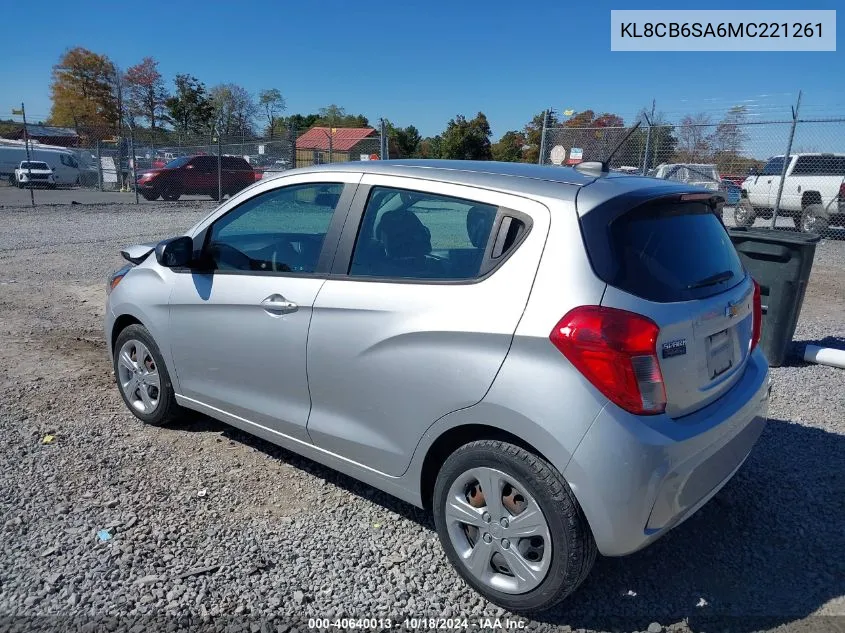 2021 Chevrolet Spark Fwd Ls Automatic VIN: KL8CB6SA6MC221261 Lot: 40640013