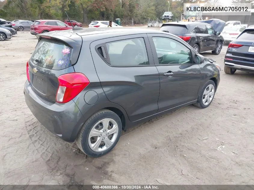 2021 Chevrolet Spark Fwd Ls Automatic VIN: KL8CB6SA6MC705012 Lot: 40688366