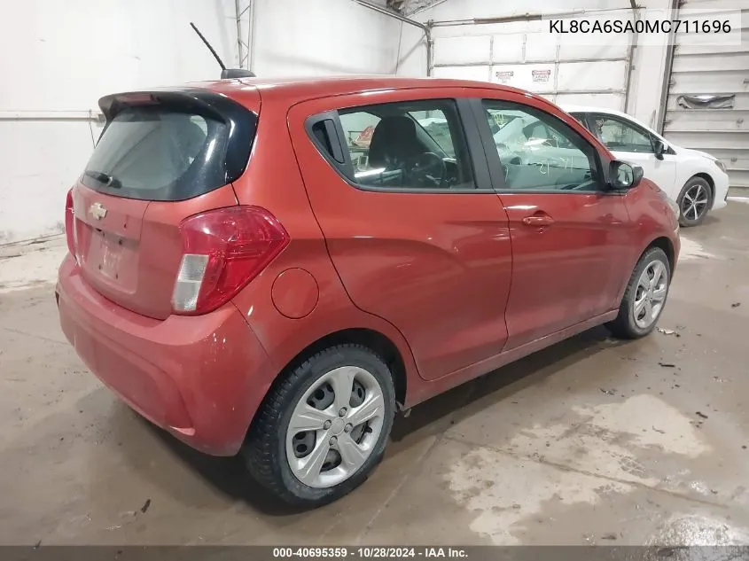 2021 Chevrolet Spark Fwd Ls Manual VIN: KL8CA6SA0MC711696 Lot: 40695359