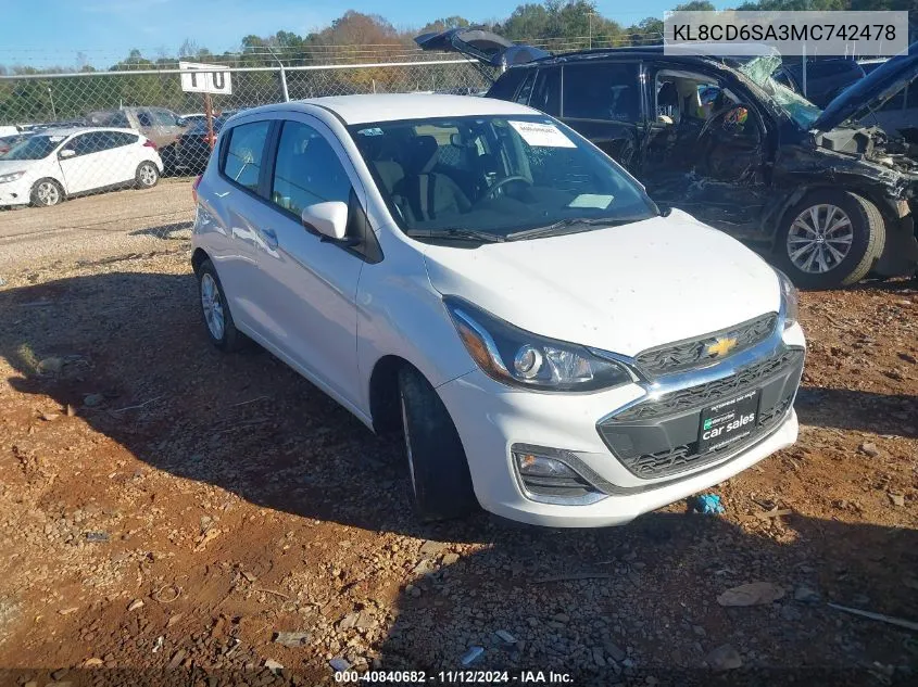 2021 Chevrolet Spark Fwd 1Lt Automatic VIN: KL8CD6SA3MC742478 Lot: 40840682