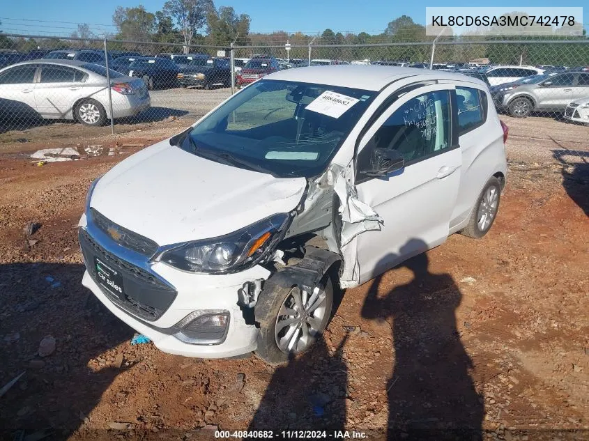 2021 Chevrolet Spark Fwd 1Lt Automatic VIN: KL8CD6SA3MC742478 Lot: 40840682