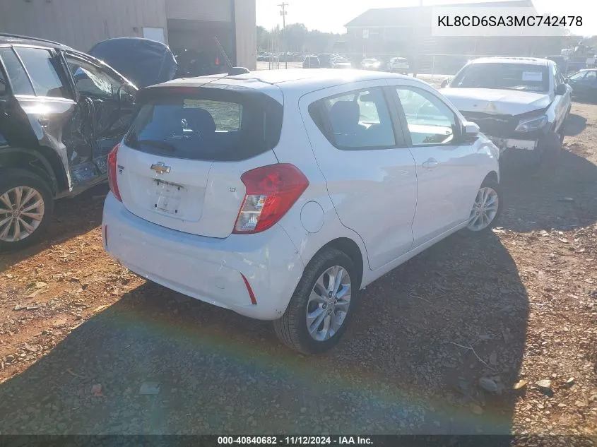 2021 Chevrolet Spark Fwd 1Lt Automatic VIN: KL8CD6SA3MC742478 Lot: 40840682