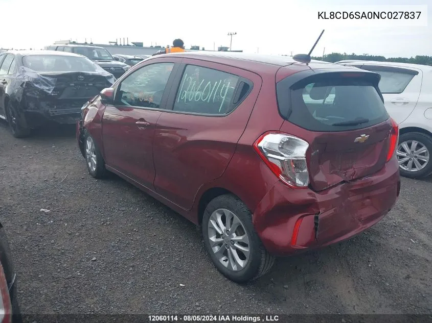 2022 Chevrolet Spark VIN: KL8CD6SA0NC027837 Lot: 12060114