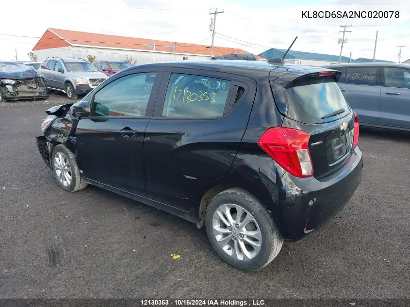 2022 Chevrolet Spark VIN: KL8CD6SA2NC020078 Lot: 12130353