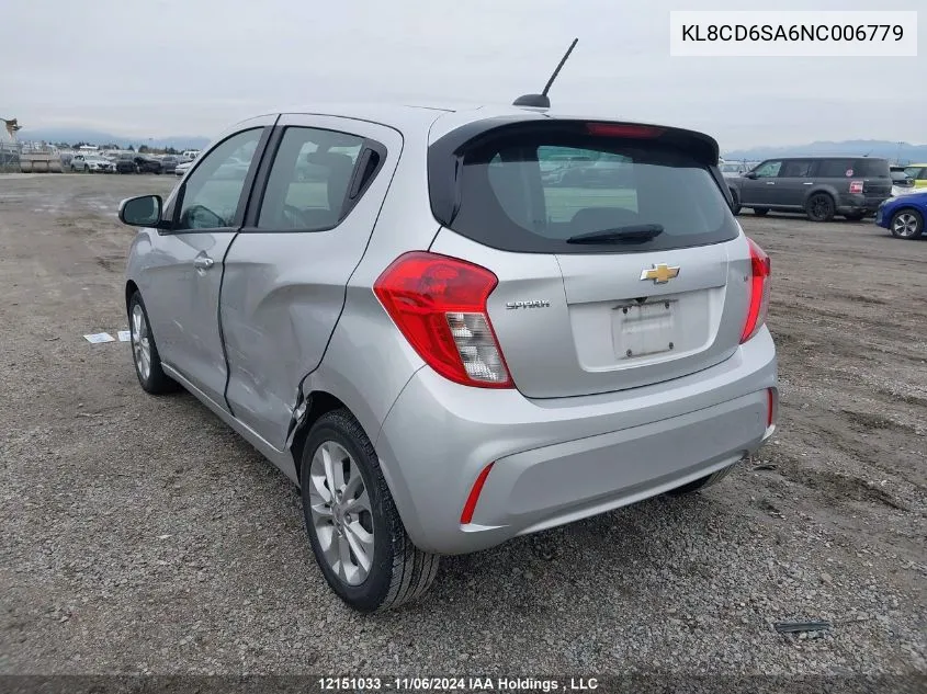 2022 Chevrolet Spark VIN: KL8CD6SA6NC006779 Lot: 12151033