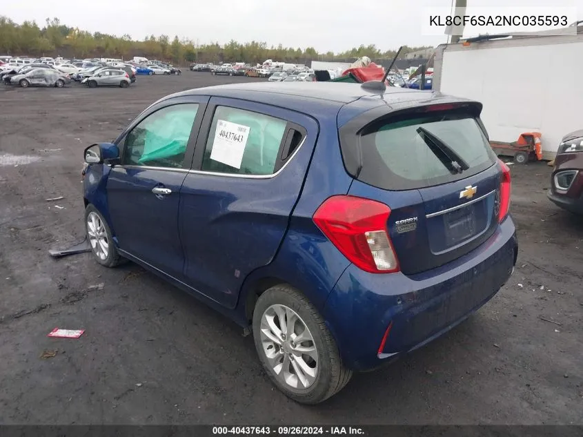 2022 Chevrolet Spark 2Lt VIN: KL8CF6SA2NC035593 Lot: 40437643