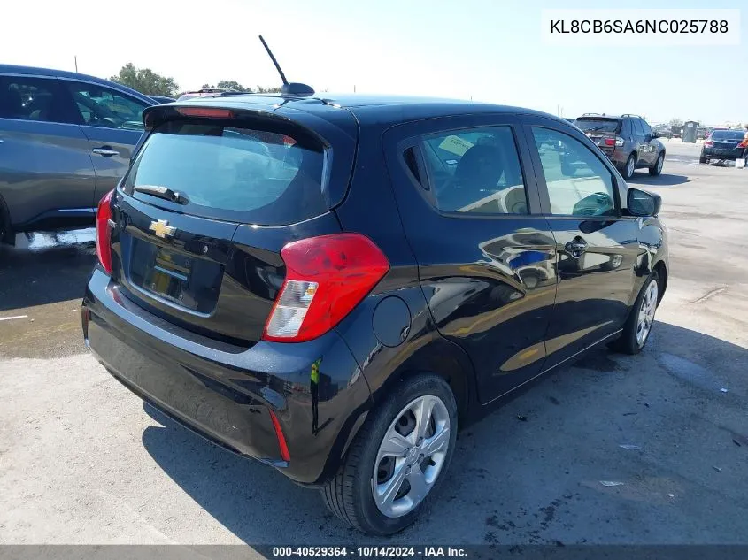 2022 Chevrolet Spark Fwd Ls Automatic VIN: KL8CB6SA6NC025788 Lot: 40529364