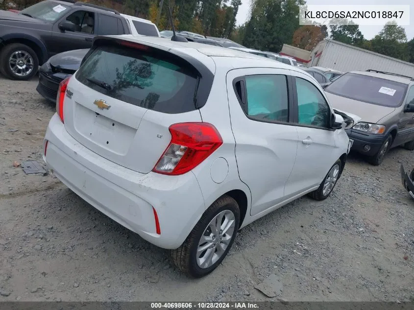 2022 Chevrolet Spark Fwd 1Lt Automatic VIN: KL8CD6SA2NC018847 Lot: 40698606