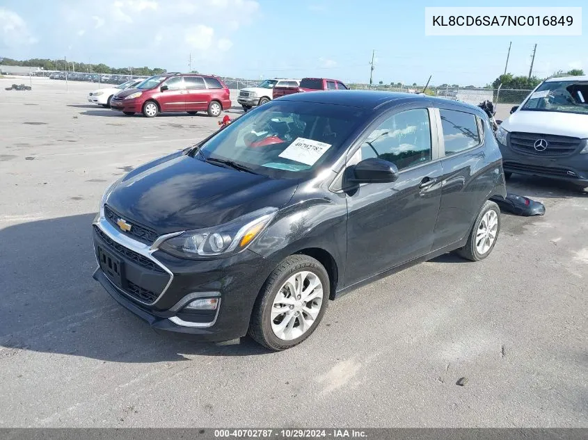 2022 Chevrolet Spark Fwd 1Lt Automatic VIN: KL8CD6SA7NC016849 Lot: 40702787