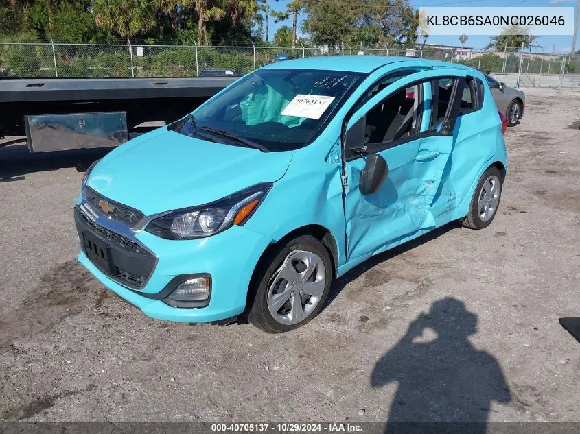 2022 Chevrolet Spark Fwd Ls Automatic VIN: KL8CB6SA0NC026046 Lot: 40705137