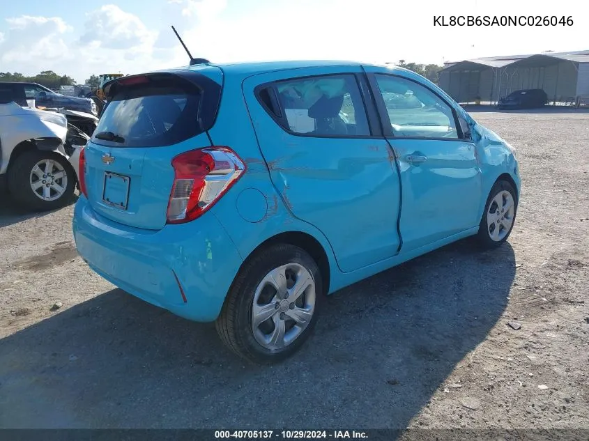 2022 Chevrolet Spark Fwd Ls Automatic VIN: KL8CB6SA0NC026046 Lot: 40705137