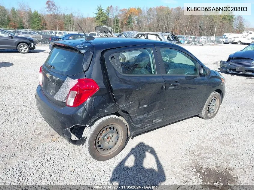 2022 Chevrolet Spark Fwd Ls Automatic VIN: KL8CB6SA6NC020803 Lot: 40734228