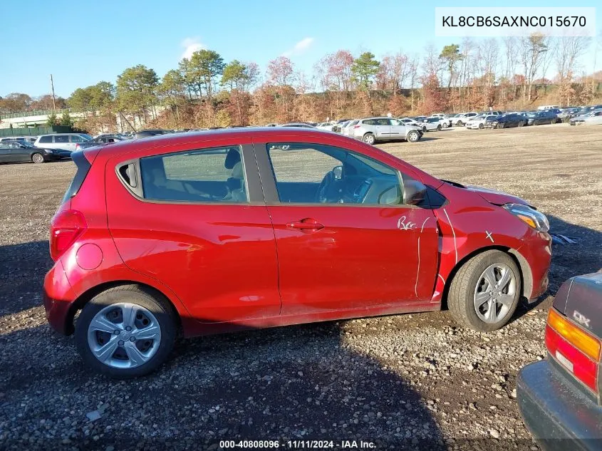 2022 Chevrolet Spark Fwd Ls Automatic VIN: KL8CB6SAXNC015670 Lot: 40808096