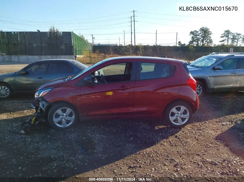 2022 Chevrolet Spark Fwd Ls Automatic VIN: KL8CB6SAXNC015670 Lot: 40808096