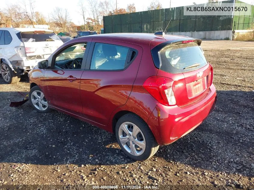 2022 Chevrolet Spark Fwd Ls Automatic VIN: KL8CB6SAXNC015670 Lot: 40808096