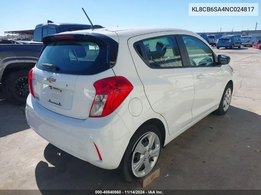 2022 Chevrolet Spark Fwd Ls Automatic VIN: KL8CB6SA4NC024817 Lot: 40840860