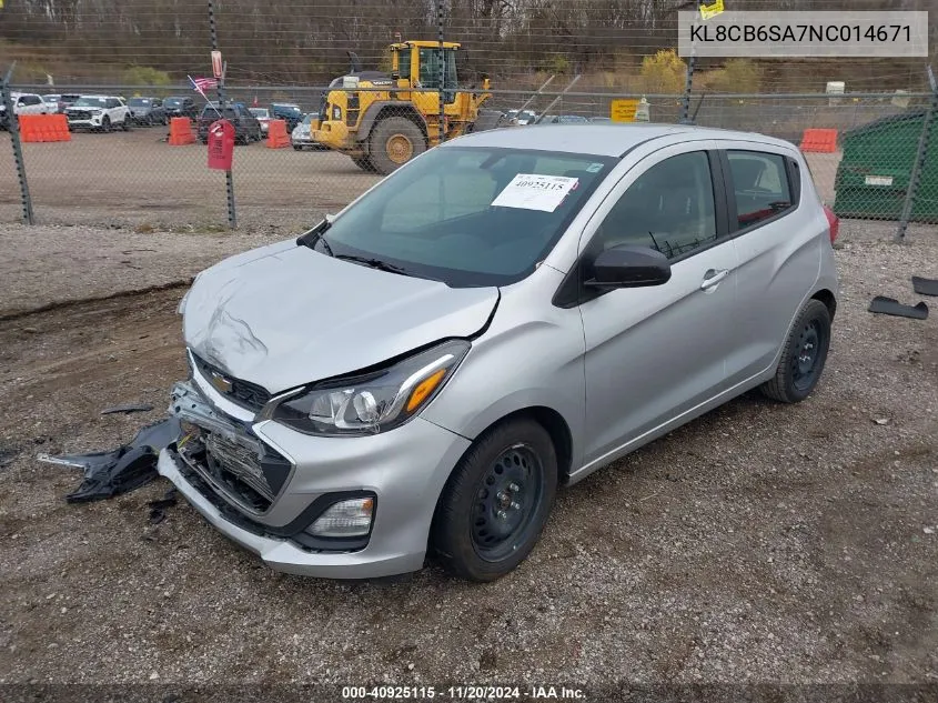 2022 Chevrolet Spark Fwd Ls Automatic VIN: KL8CB6SA7NC014671 Lot: 40925115