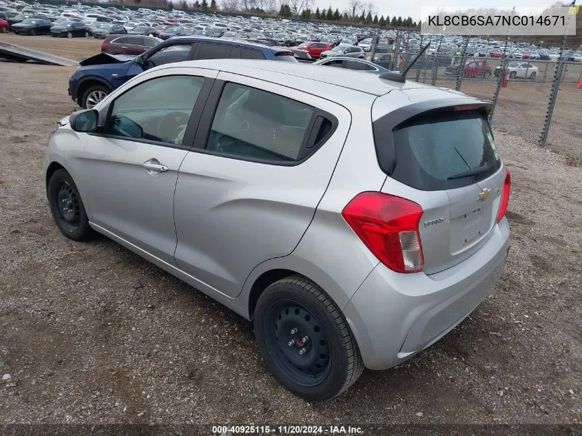 2022 Chevrolet Spark Fwd Ls Automatic VIN: KL8CB6SA7NC014671 Lot: 40925115