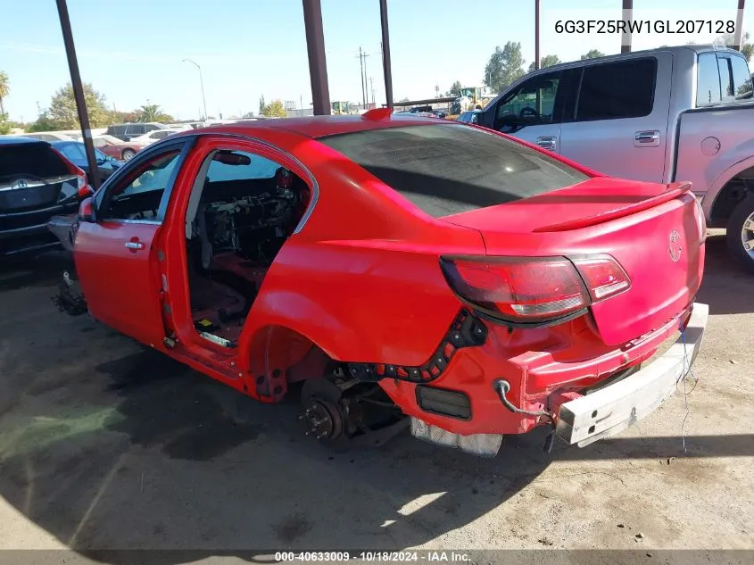 2016 Chevrolet Ss VIN: 6G3F25RW1GL207128 Lot: 40633009