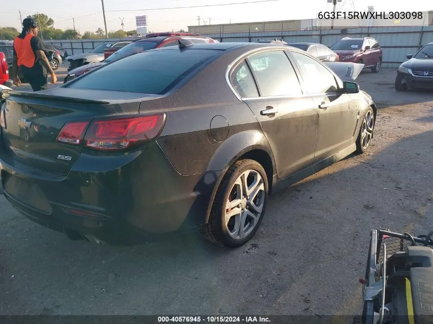 2017 Chevrolet Ss VIN: 6G3F15RWXHL303098 Lot: 40576945