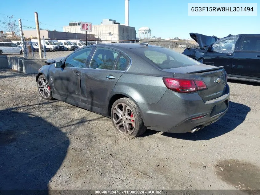 2017 Chevrolet Ss VIN: 6G3F15RW8HL301494 Lot: 40798475