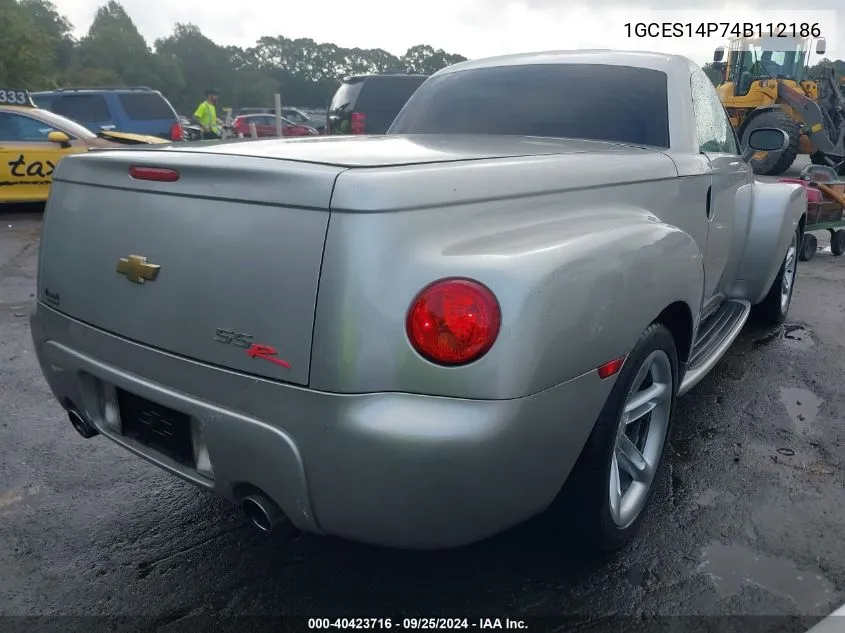 2004 Chevrolet Ssr VIN: 1GCES14P74B112186 Lot: 40423716