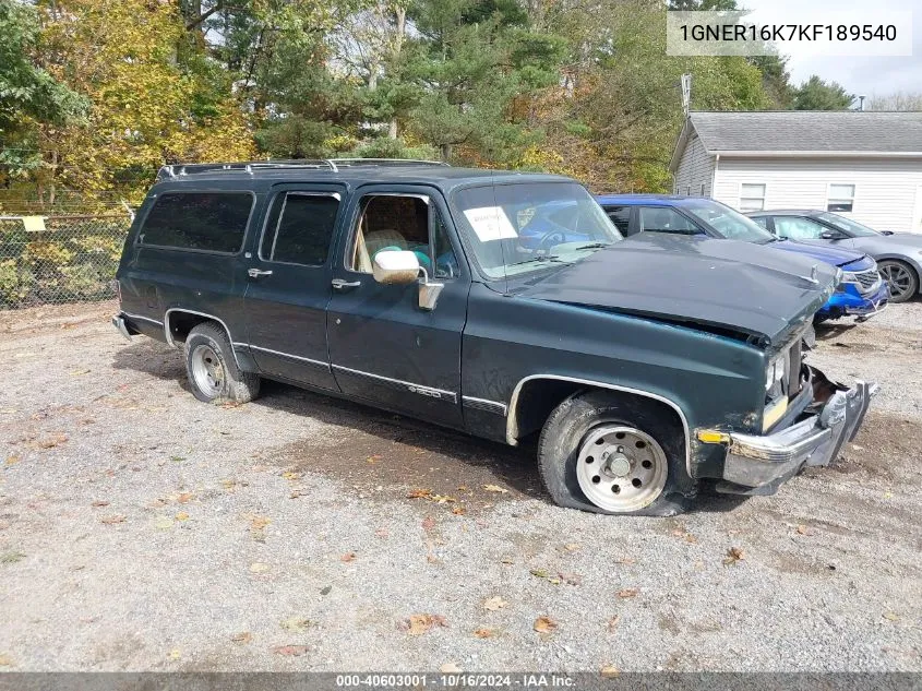 1989 Chevrolet Suburban R1500 VIN: 1GNER16K7KF189540 Lot: 40603001