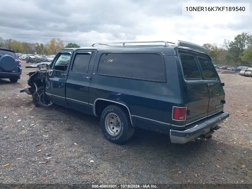 1989 Chevrolet Suburban R1500 VIN: 1GNER16K7KF189540 Lot: 40603001