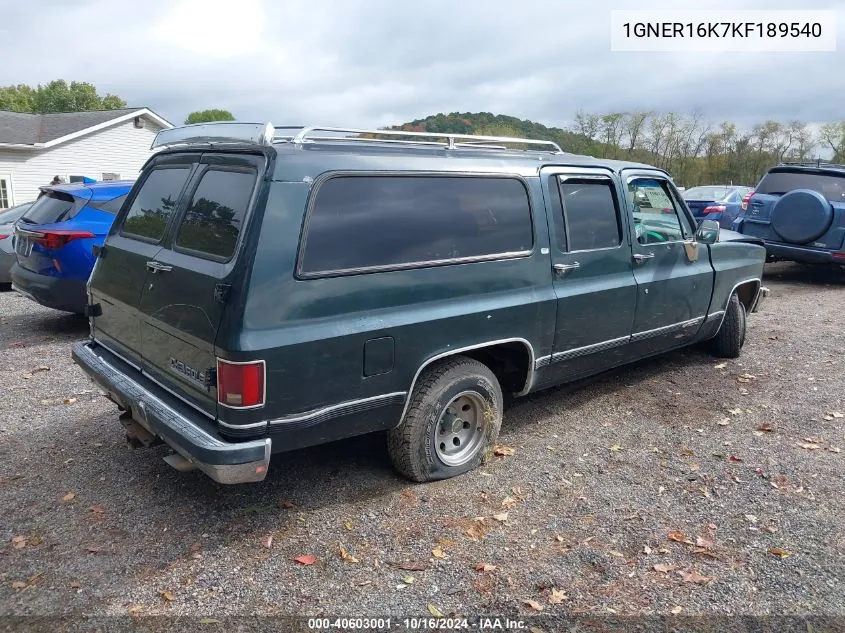 1989 Chevrolet Suburban R1500 VIN: 1GNER16K7KF189540 Lot: 40603001