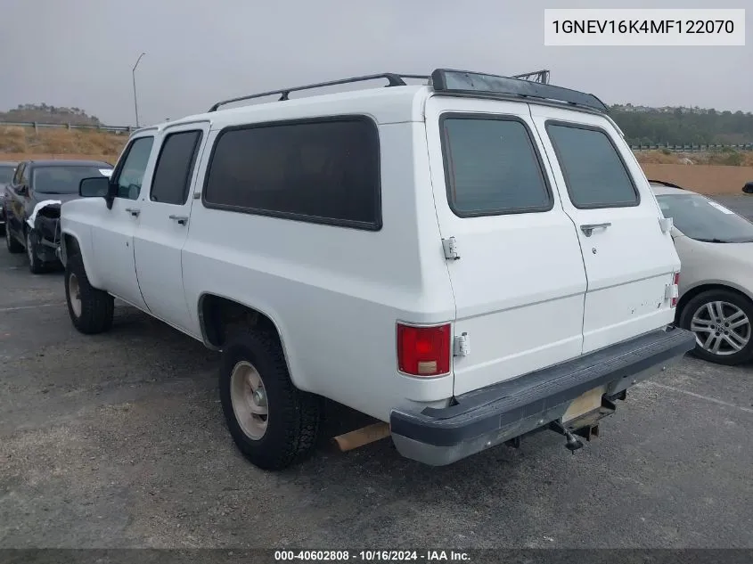 1991 Chevrolet Suburban V1500 VIN: 1GNEV16K4MF122070 Lot: 40602808