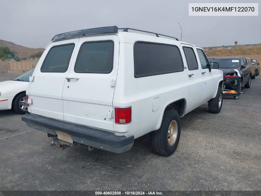 1991 Chevrolet Suburban V1500 VIN: 1GNEV16K4MF122070 Lot: 40602808