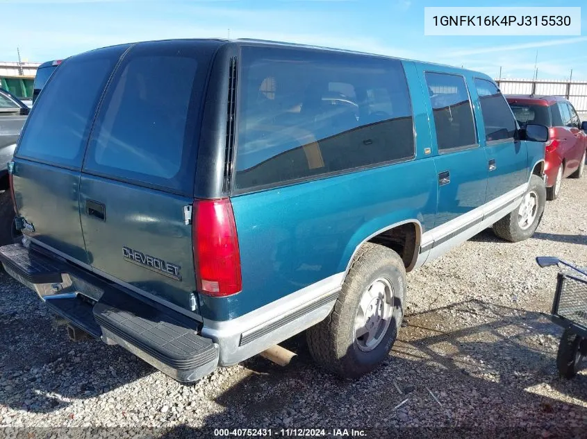 1993 Chevrolet Suburban K1500 VIN: 1GNFK16K4PJ315530 Lot: 40752431