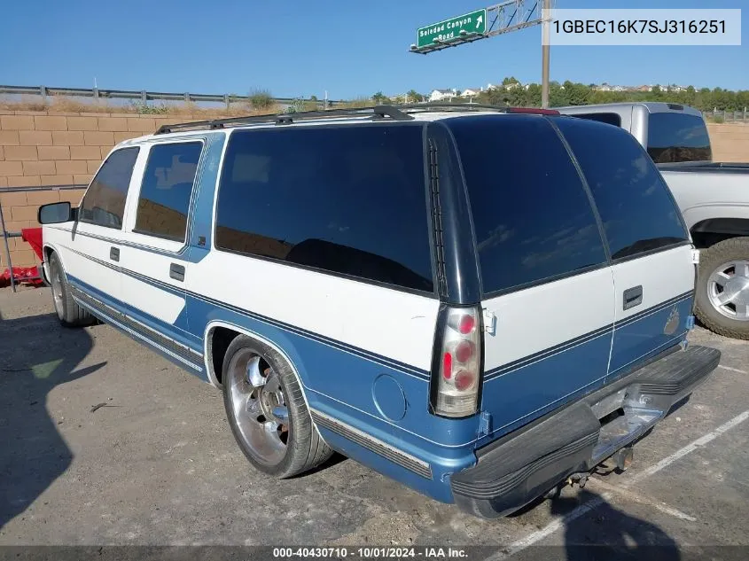 1995 Chevrolet Suburban C1500 VIN: 1GBEC16K7SJ316251 Lot: 40430710