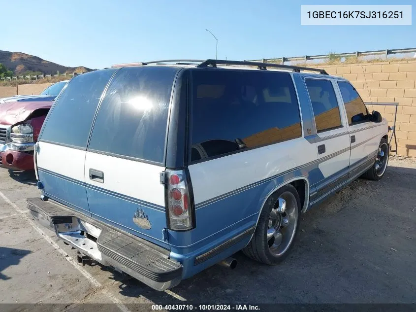 1995 Chevrolet Suburban C1500 VIN: 1GBEC16K7SJ316251 Lot: 40430710