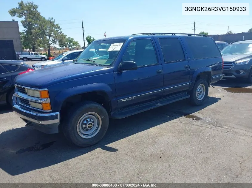 1997 Chevrolet Suburban 2500 VIN: 3GNGK26R3VG150933 Lot: 39808480