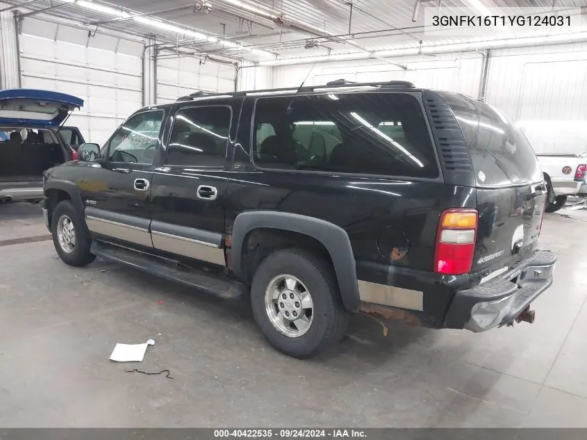 2000 Chevrolet Suburban 1500 Lt VIN: 3GNFK16T1YG124031 Lot: 40422535