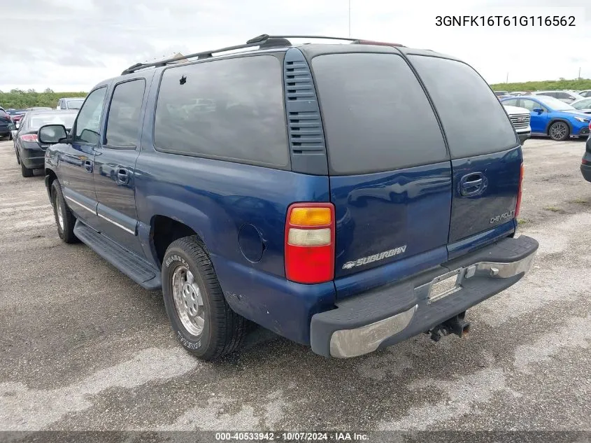 2001 Chevrolet Suburban K1500 VIN: 3GNFK16T61G116562 Lot: 40533942