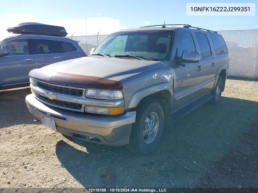 2002 Chevrolet Suburban VIN: 1GNFK16Z22J299351 Lot: 12118188