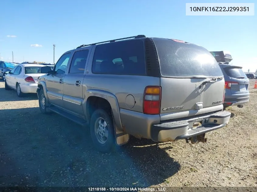 2002 Chevrolet Suburban VIN: 1GNFK16Z22J299351 Lot: 12118188