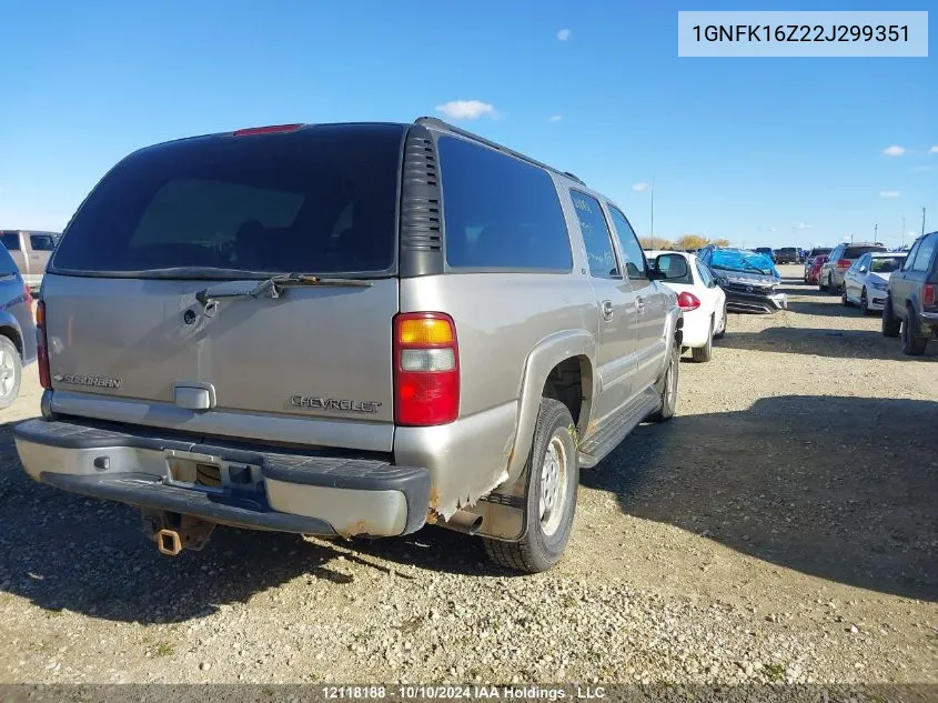 2002 Chevrolet Suburban VIN: 1GNFK16Z22J299351 Lot: 12118188