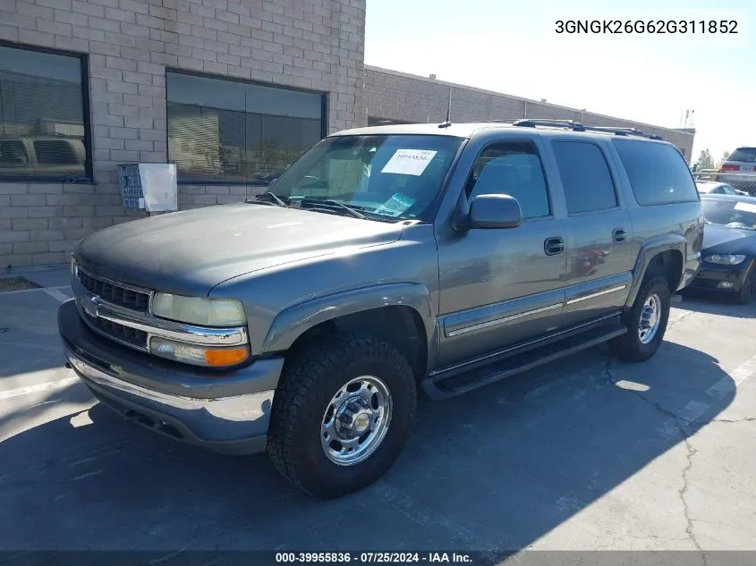 3GNGK26G62G311852 2002 Chevrolet Suburban 2500 Lt