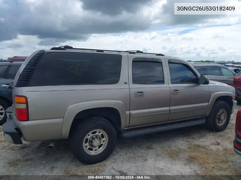 2003 Chevrolet Suburban C2500 VIN: 3GNGC26U53G182409 Lot: 40487062