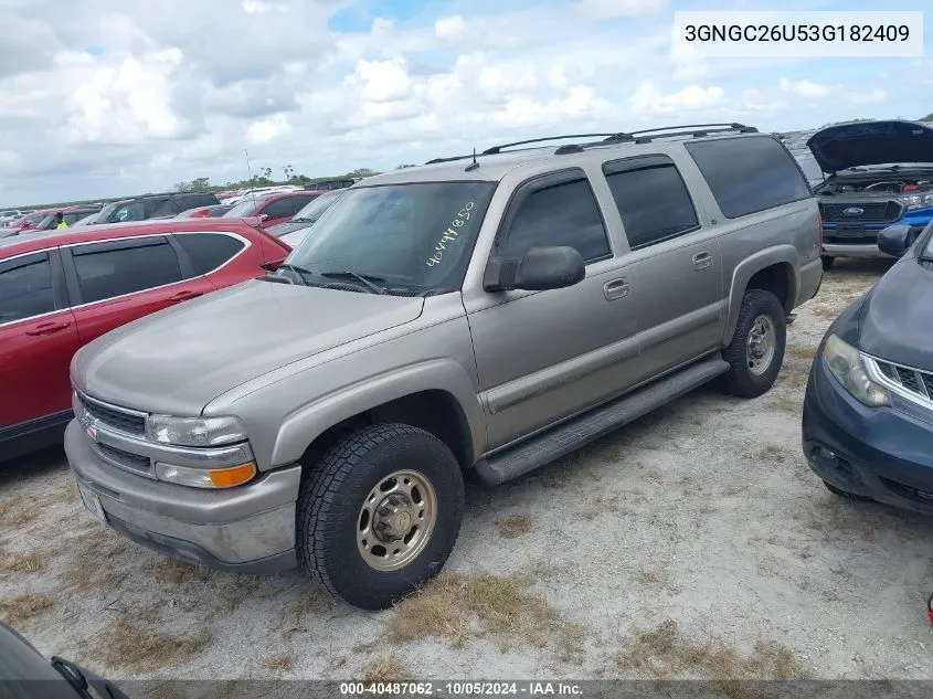 2003 Chevrolet Suburban C2500 VIN: 3GNGC26U53G182409 Lot: 40487062