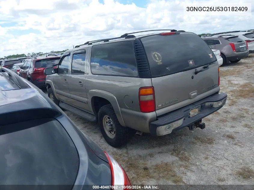 2003 Chevrolet Suburban C2500 VIN: 3GNGC26U53G182409 Lot: 40487062