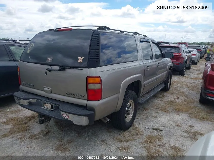 2003 Chevrolet Suburban C2500 VIN: 3GNGC26U53G182409 Lot: 40487062